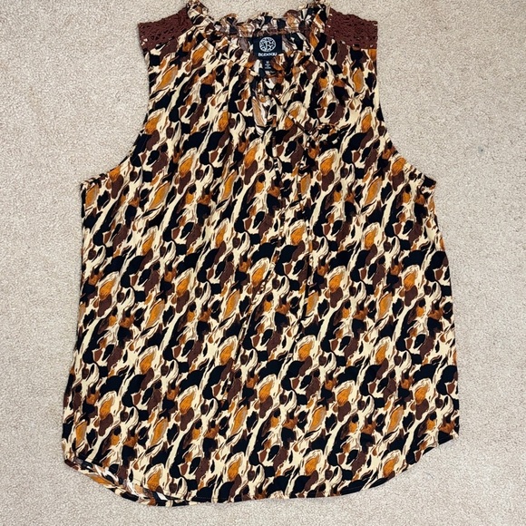 Bobeau Brown & Cream Abstract Print Sleeveless Blouse | Size M | NWOT - Picture 3 of 8